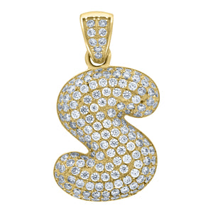 10kt Yellow Gold Unisex Cubic-zirconia Bubble Initial Letter S Charm Pendant