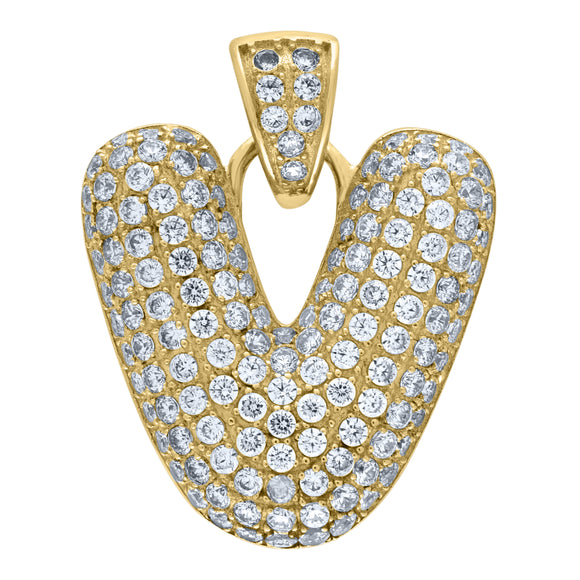 10kt Yellow Gold Unisex Cubic-zirconia Bubble Initial Letter V Charm Pendant