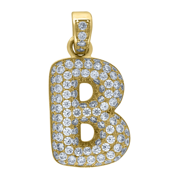 10kt Yellow Gold Unisex Cubic zirconia Bubble Initial Letter B Charm Pendant
