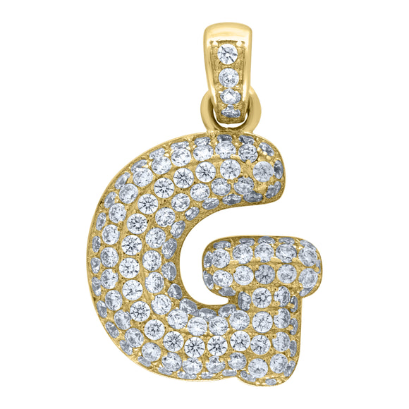 10kt Yellow Gold Unisex Cubic zirconia Bubble Initial Letter G Charm Pendant