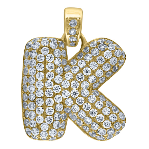 10kt Yellow Gold Unisex Cubic zirconia Bubble Initial Letter K Charm Pendant