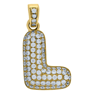 10kt Yellow Gold Unisex Cubic zirconia Bubble Initial Letter L Charm Pendant