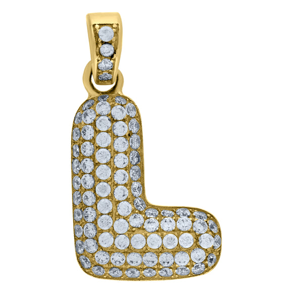 10kt Yellow Gold Unisex Cubic zirconia Bubble Initial Letter L Charm Pendant