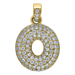 10kt Yellow Gold Unisex Cubic zirconia Bubble Initial Letter O Charm Pendant