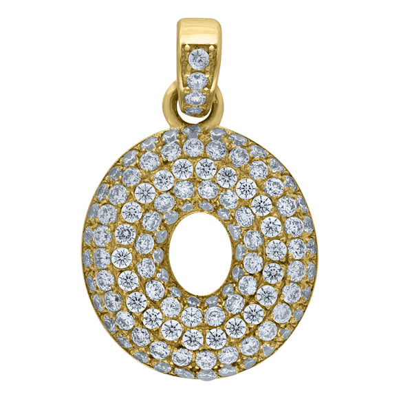 10kt Yellow Gold Unisex Cubic zirconia Bubble Initial Letter O Charm Pendant