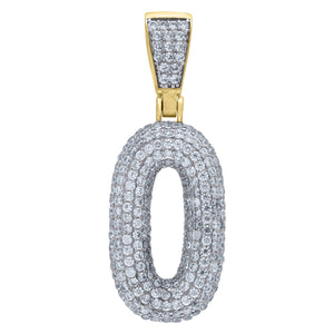 925 Sterling Silver Yellow-tone Unisex CZ Initial Number 0 Charm Pendant