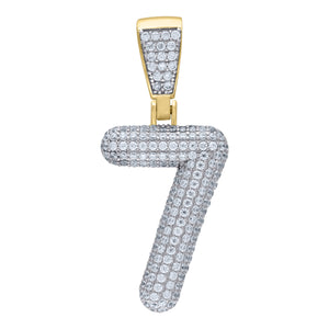 925 Sterling Silver Yellow-tone Unisex CZ Initial Number 7 Charm Pendant