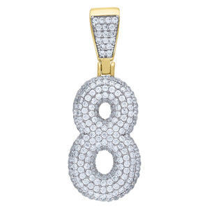925 Sterling Silver Yellow-tone Unisex CZ Initial Number 8 Charm Pendant