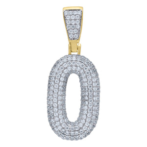 925 Sterling Silver Yellow-tone Unisex CZ Initial Number 0 Charm Pendant