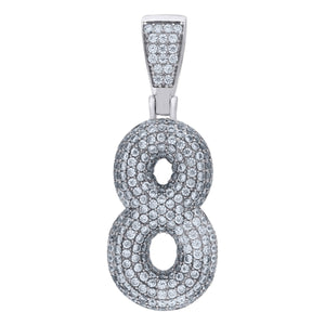 925 Sterling Silver Unisex CZ Initial Number 8 Charm Pendant