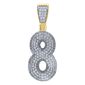 925 Sterling Silver Yellow-tone Unisex CZ Initial Number 8 Charm Pendant