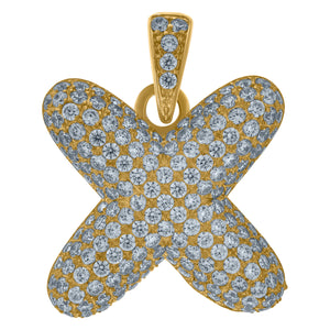 10kt Yellow Gold Unisex Cubic-zirconia Bubble Initial Letter X Charm Pendant