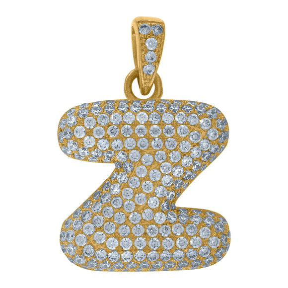 10kt Yellow Gold Unisex Cubic-zirconia Bubble Initial Letter Z Charm Pendant