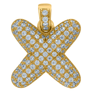 10kt Yellow Gold Unisex Cubic zirconia Bubble Initial Letter X Charm Pendant