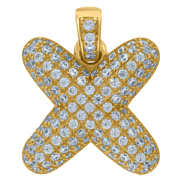 10kt Yellow Gold Unisex Cubic zirconia Bubble Initial Letter X Charm Pendant