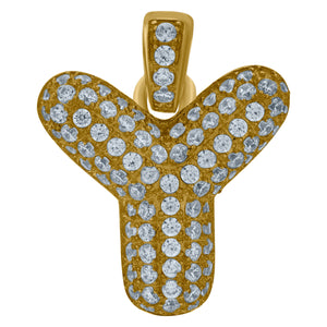 10kt Yellow Gold Unisex Cubic zirconia Bubble Initial Letter Y Charm Pendant