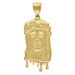 10kt Yellow Gold Mens Jesus Dripping Religious Charm Pendant