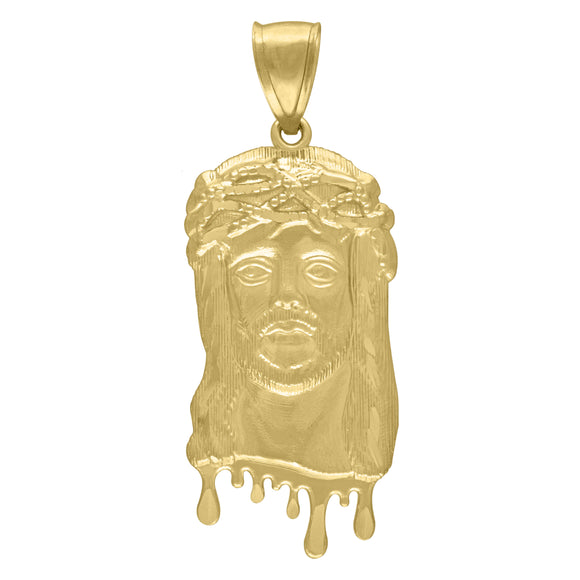 10kt Yellow Gold Mens Jesus Dripping Religious Charm Pendant