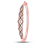 10kt Rose Gold Womens Round Brown Diamond Braided Bangle Bracelet 3/4 Cttw
