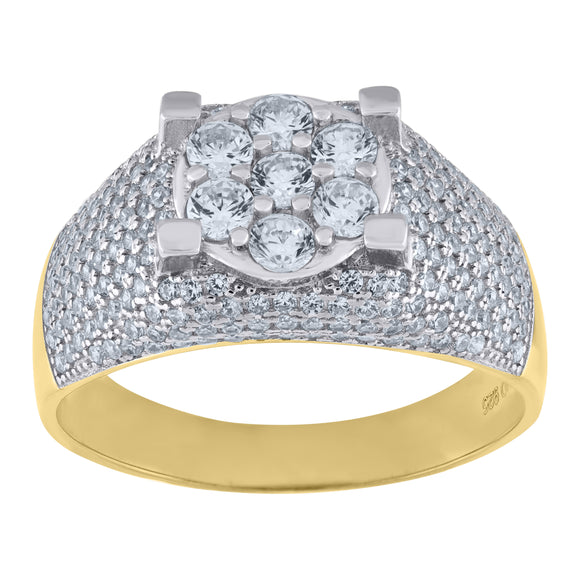 925 Sterling Silver Yellow-Tone Mens Cubic Zirconia Presidential Ring Size 7