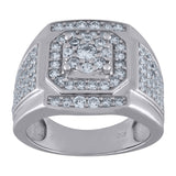 925 Sterling Silver Mens Cubic Zirconia Square Head Presidential Ring Size 7