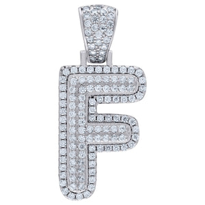 925 Sterling Silver Unisex CZ Initial Alphabet F Charm Pendant
