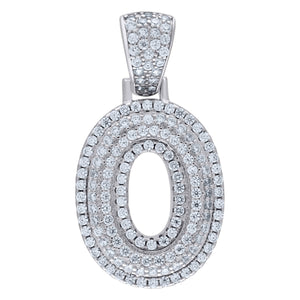 925 Sterling Silver Unisex CZ Initial Alphabet O Charm Pendant