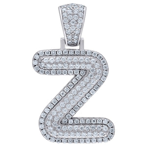 925 Sterling Silver Unisex CZ Initial Alphabet Z Charm Pendant