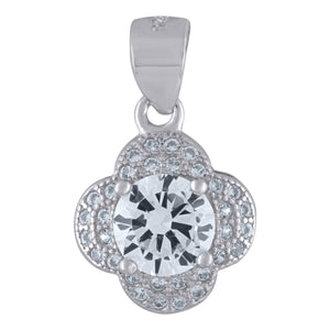 925 Sterling Silver Womens Cubic Zirconia Fashion Flower Charm Pendant