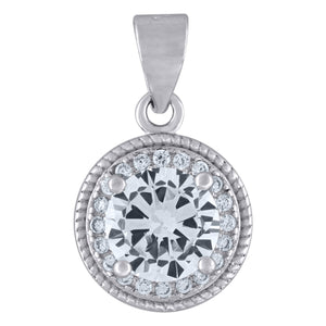 925 Sterling Silver Womens Cubic Zirconia Fashion Round Charm Pendant