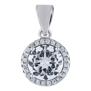 925 Sterling Silver Womens Cubic Zirconia Fashion Round Charm Pendant