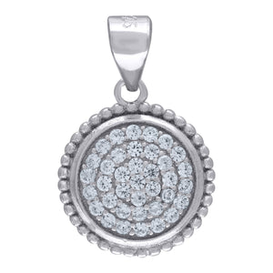 925 Sterling Silver Womens Cubic Zirconia Fashion Round Charm Pendant