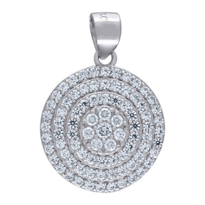 925 Sterling Silver Womens Cubic Zirconia Fashion Round Charm Pendant