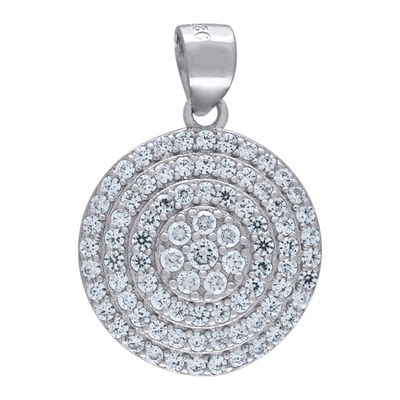 925 Sterling Silver Womens Cubic Zirconia Fashion Round Charm Pendant