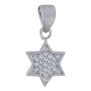925 Sterling Silver Unisex Cubic Zirconia Star Charm Pendant