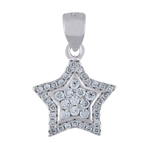 925 Sterling Silver Unisex Cubic Zirconia Star Charm Pendant