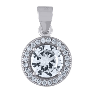 925 Sterling Silver Womens Cubic Zirconia Fashion Round Charm Pendant
