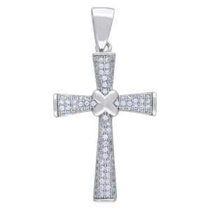 925 Sterling Silver Mens Cubic Zirconia Cross Religious Charm Pendant