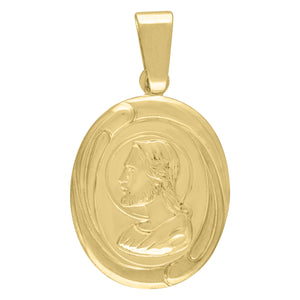 925 Sterling Silver Mens Jesus Oval Religious Charm Pendant