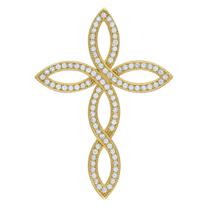 925 Sterling Silver Yellow-Tone Mens Cubic Zirconia Cross Religious Charm Pendant