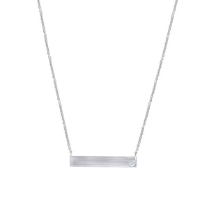 925 Sterling Silver Women Cubic Zirconia Fashion Bar Necklace
