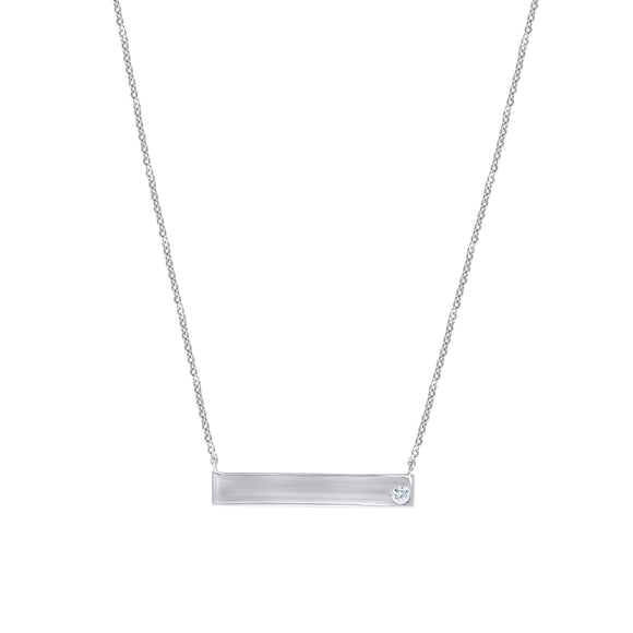 925 Sterling Silver Women Cubic Zirconia Fashion Bar Necklace