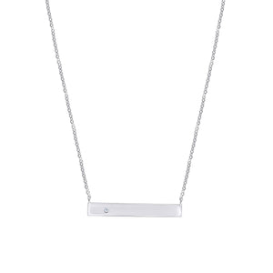 925 Sterling Silver Women Cubic Zirconia Fashion Bar Necklace