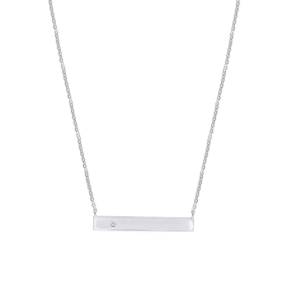 925 Sterling Silver Women Cubic Zirconia Fashion Bar Necklace