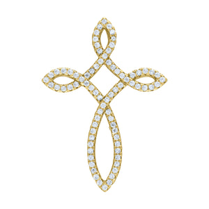 925 Sterling Silver Yellow-Tone Mens Cubic Zirconia Cross Religious Charm Pendant