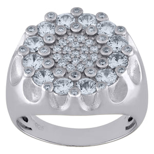925 Sterling Silver Mens Cubic Zirconia Cluster Round Ring Size 9