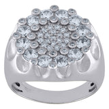 925 Sterling Silver Mens Cubic Zirconia Cluster Round Ring Size 12