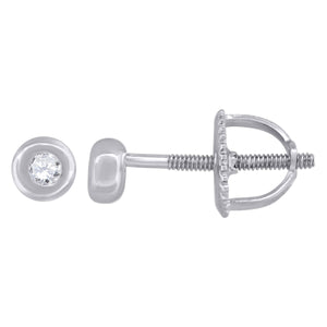 925 Sterling Silver Womens Cubic Zirconia Round Bezel Setting Studs Earrings