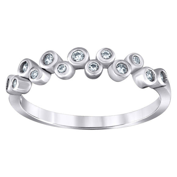 925 Sterling Silver Womens Cubic Zirconia Semi-Eternity Wedding Band Ring Size 6