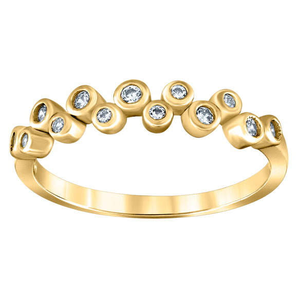 925 Sterling Silver Yellow-Tone Womens Cubic Zirconia Semi-Eternity Wedding Band Ring Size 6